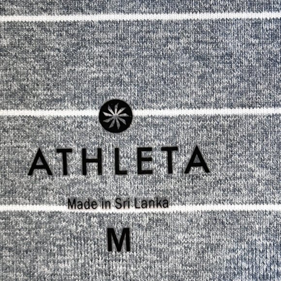 NWOT Athleta Yoga Leggings Pants Full Length Sz MED Gray w/White Stripes - Picture 5 of 7